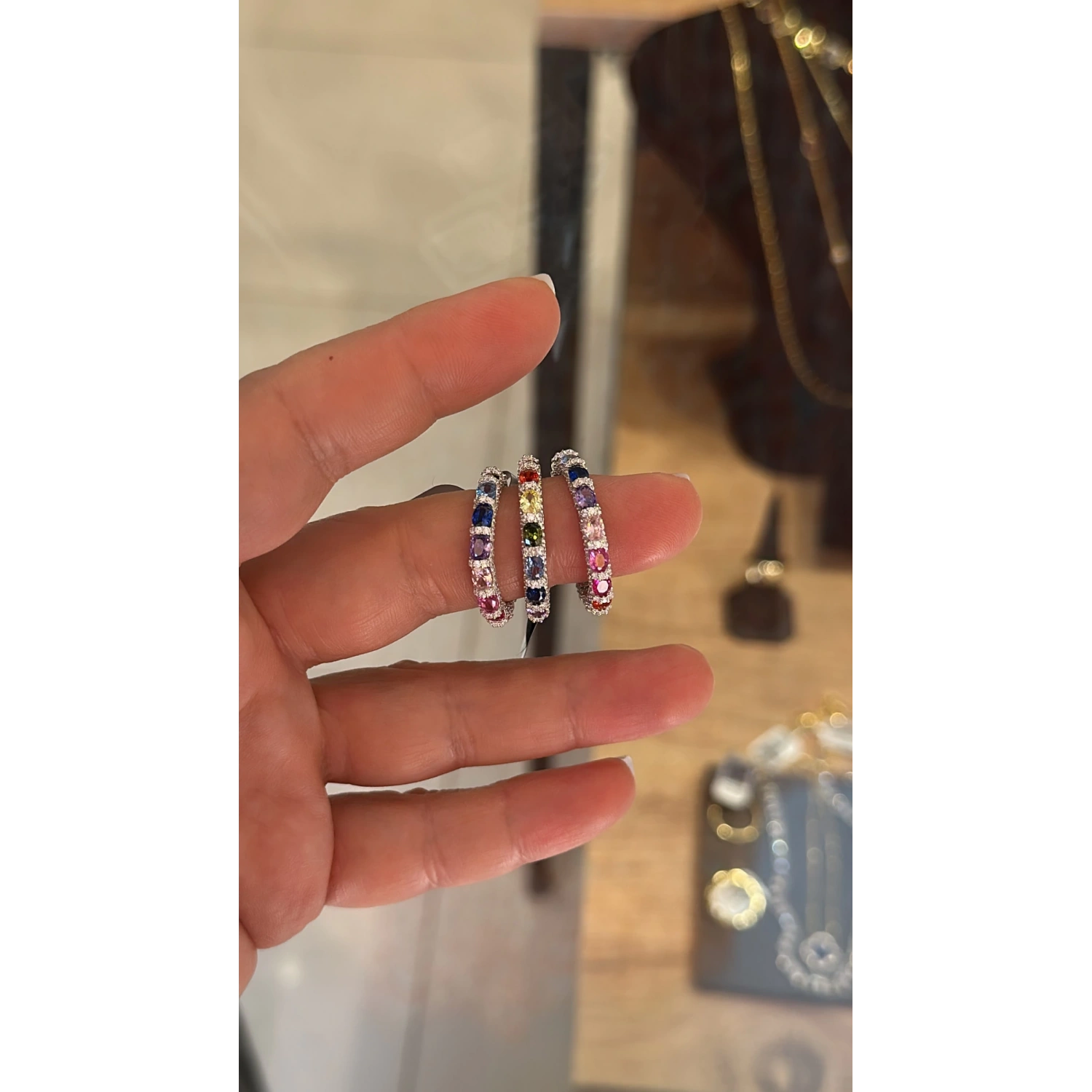 Taşlı Oval Rainbow Tamtur Yüzük