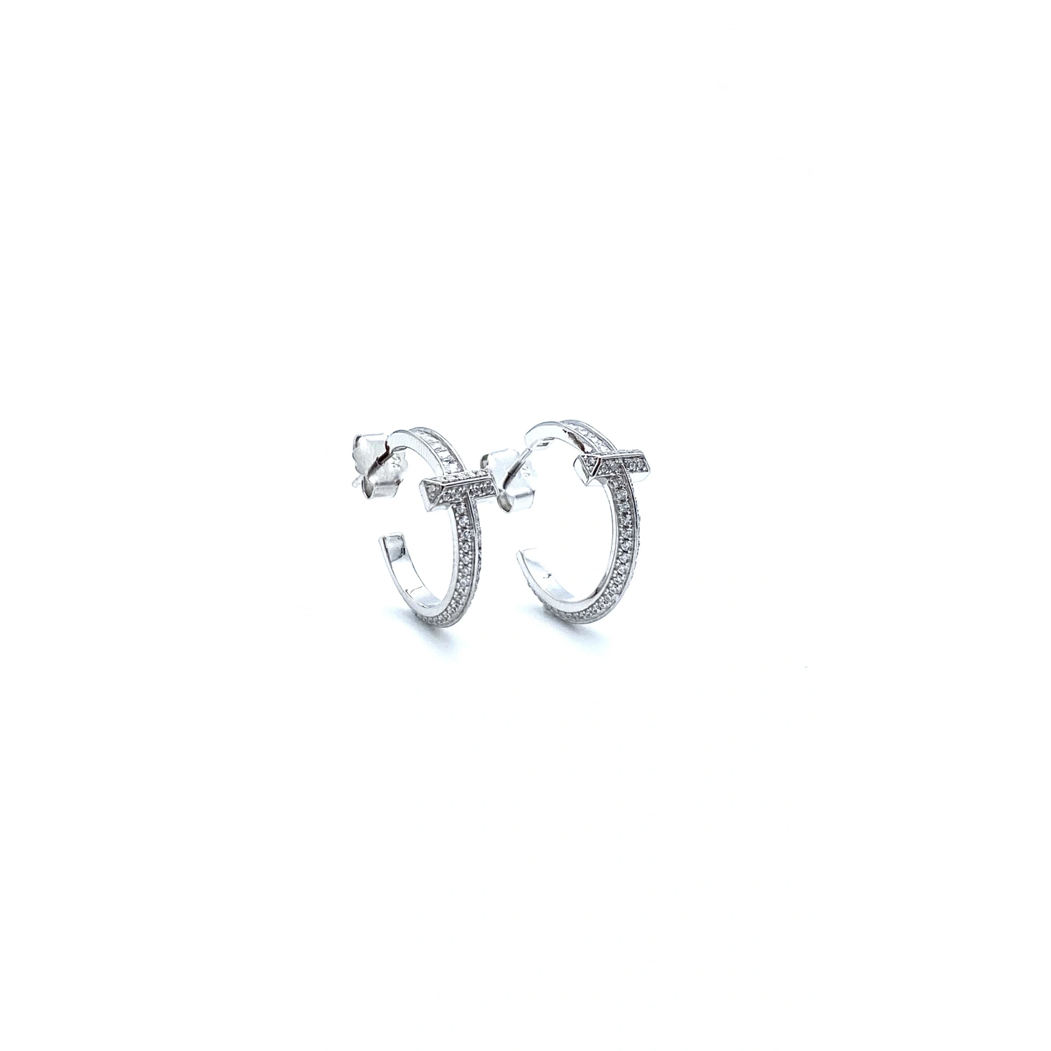 Taşlı Tify Yarım Halka Küpe