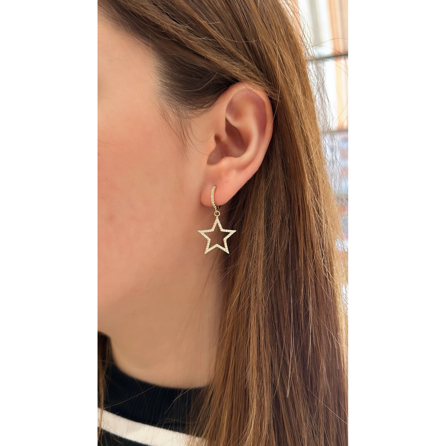 Taşlı Yıldız Küpe