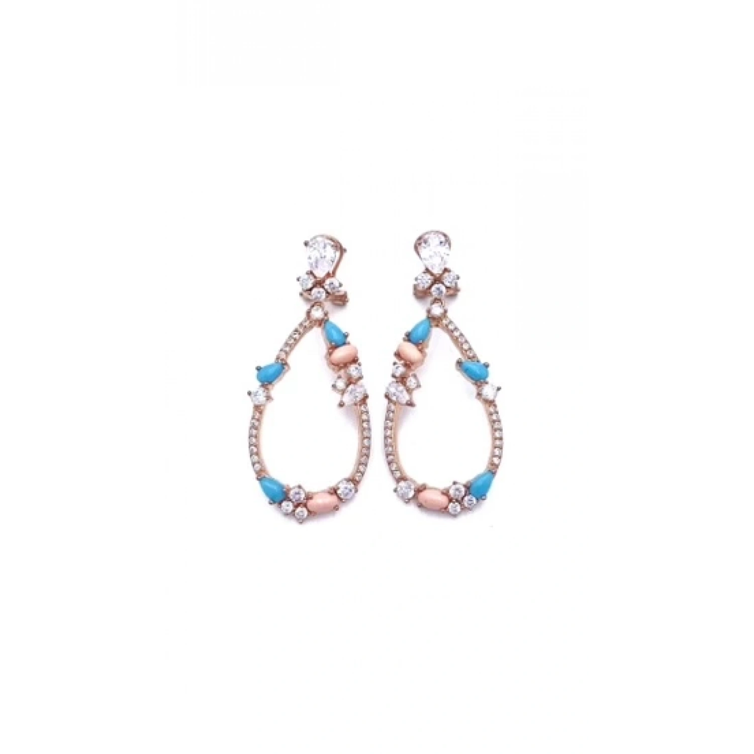 Turkuaz Mercan Tasarım Küpe