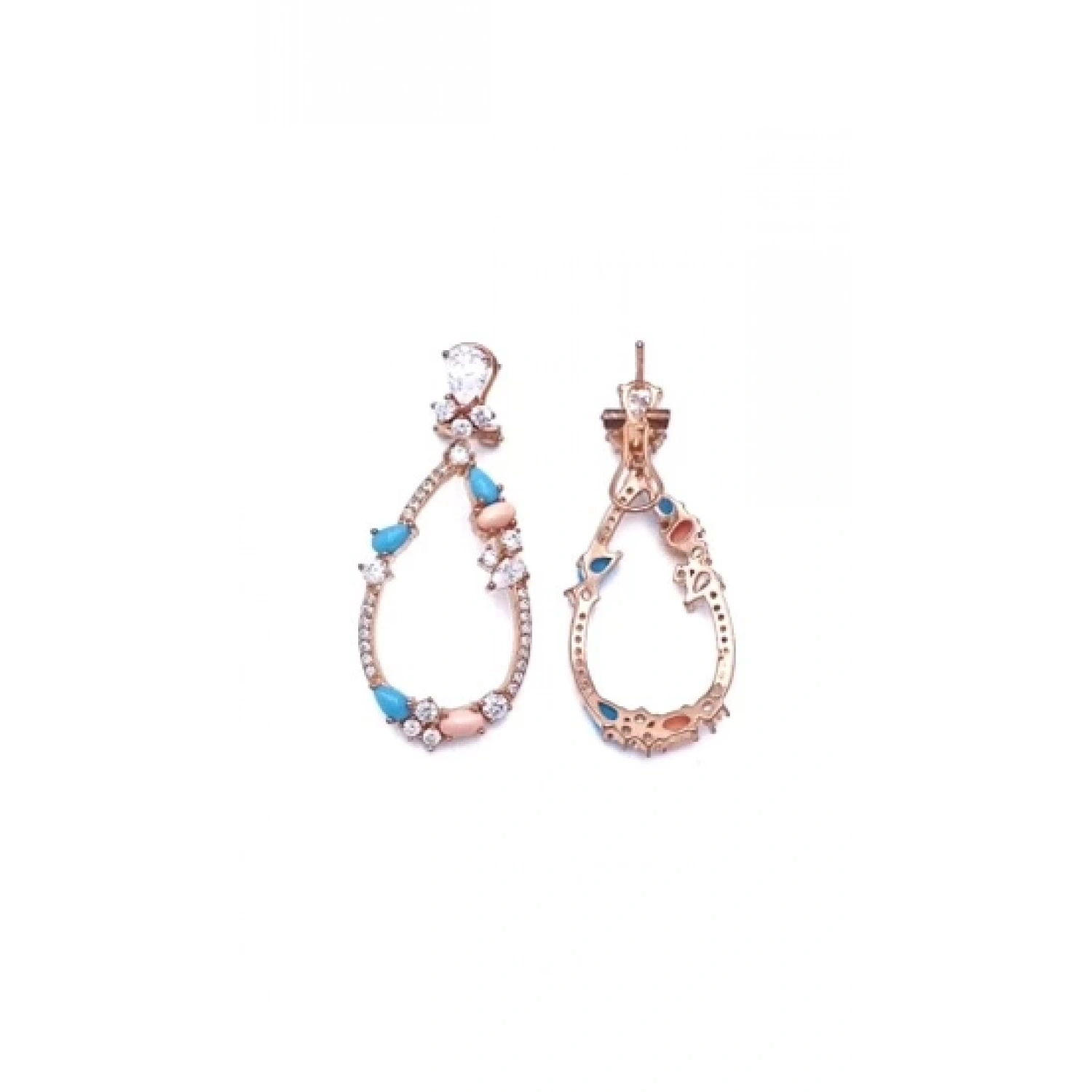 Turkuaz Mercan Tasarım Küpe