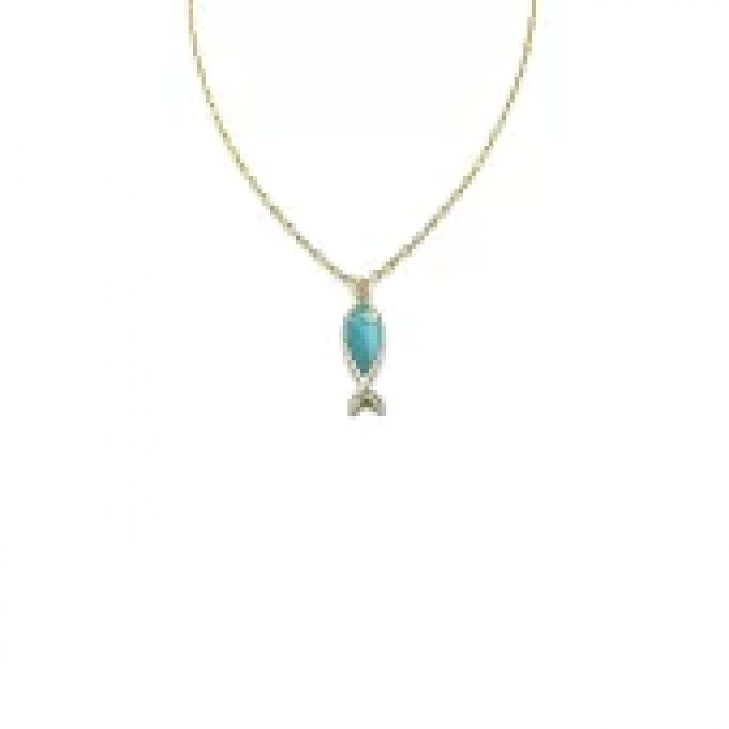 Turkuaz Mineli Balık Kolye