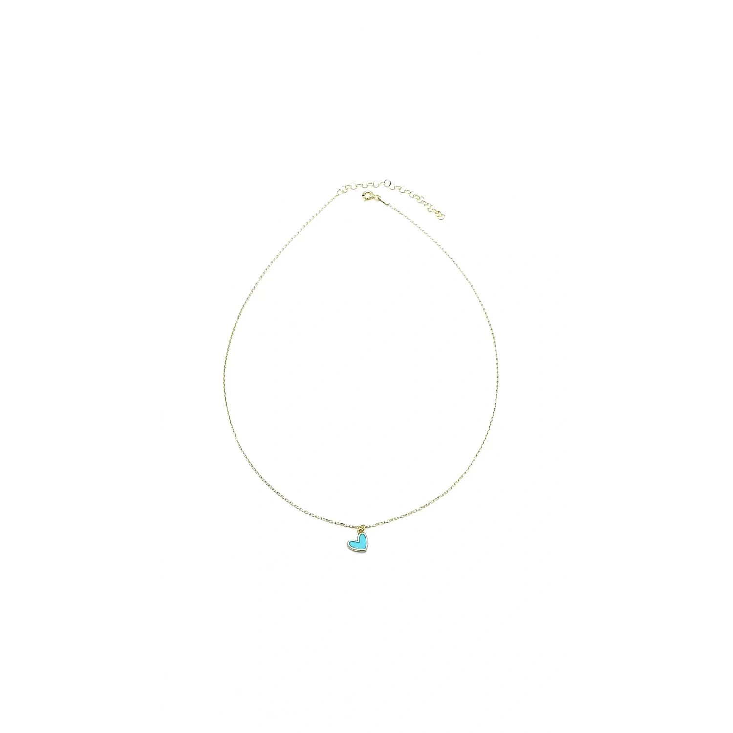 Turkuaz Mineli Kalp Kolye