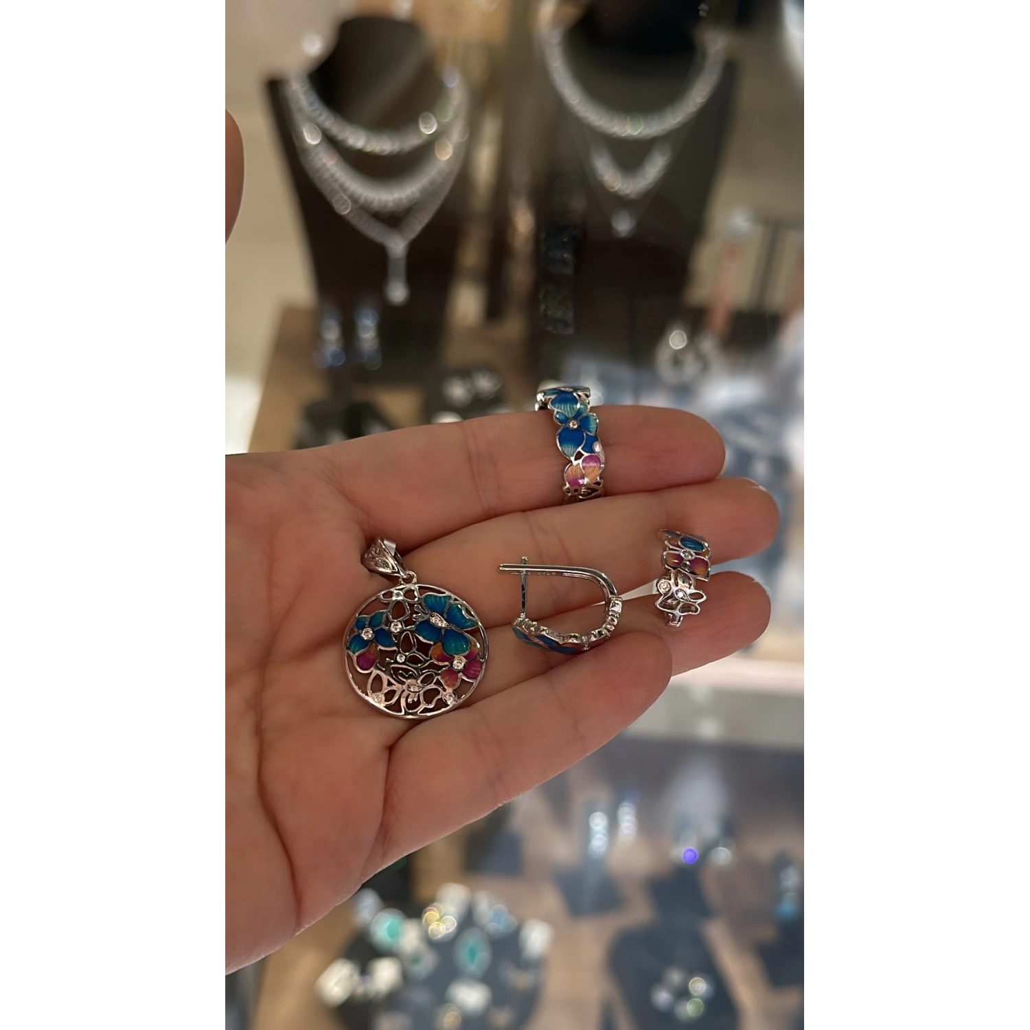 Turkuaz - Pembe Sedef Kolye Ucu