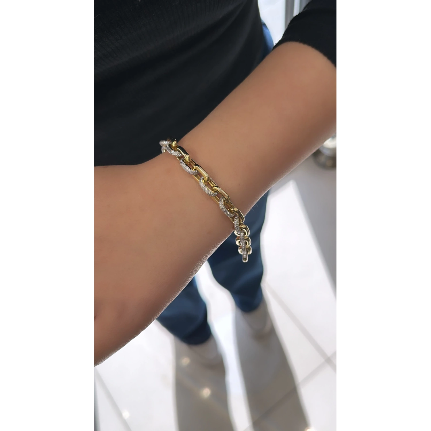 Yarı Taşlı Zincir Gurme Bileklik