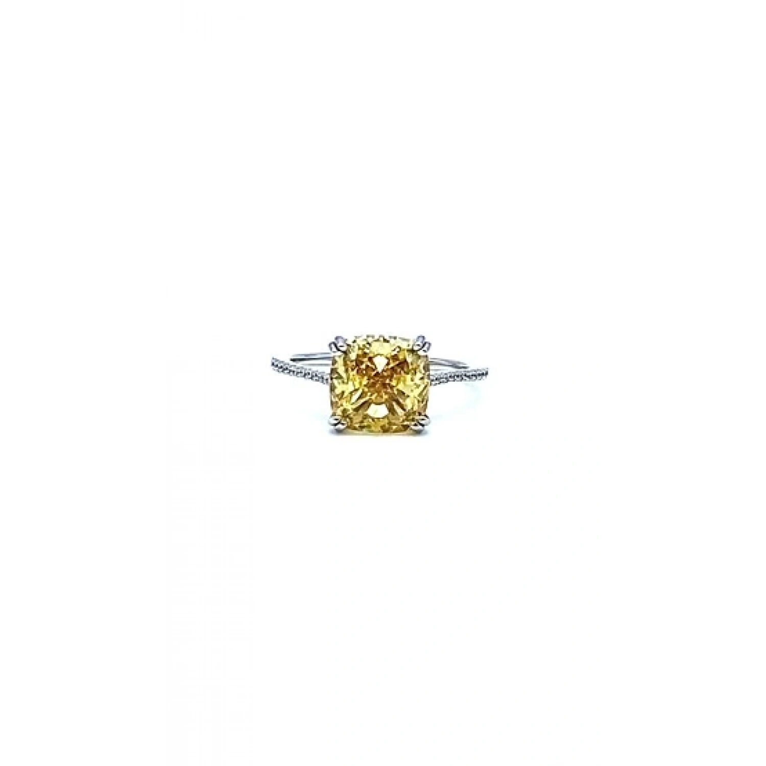 Yellow Diamond Tektaş Yanları Taşlı Yüzük