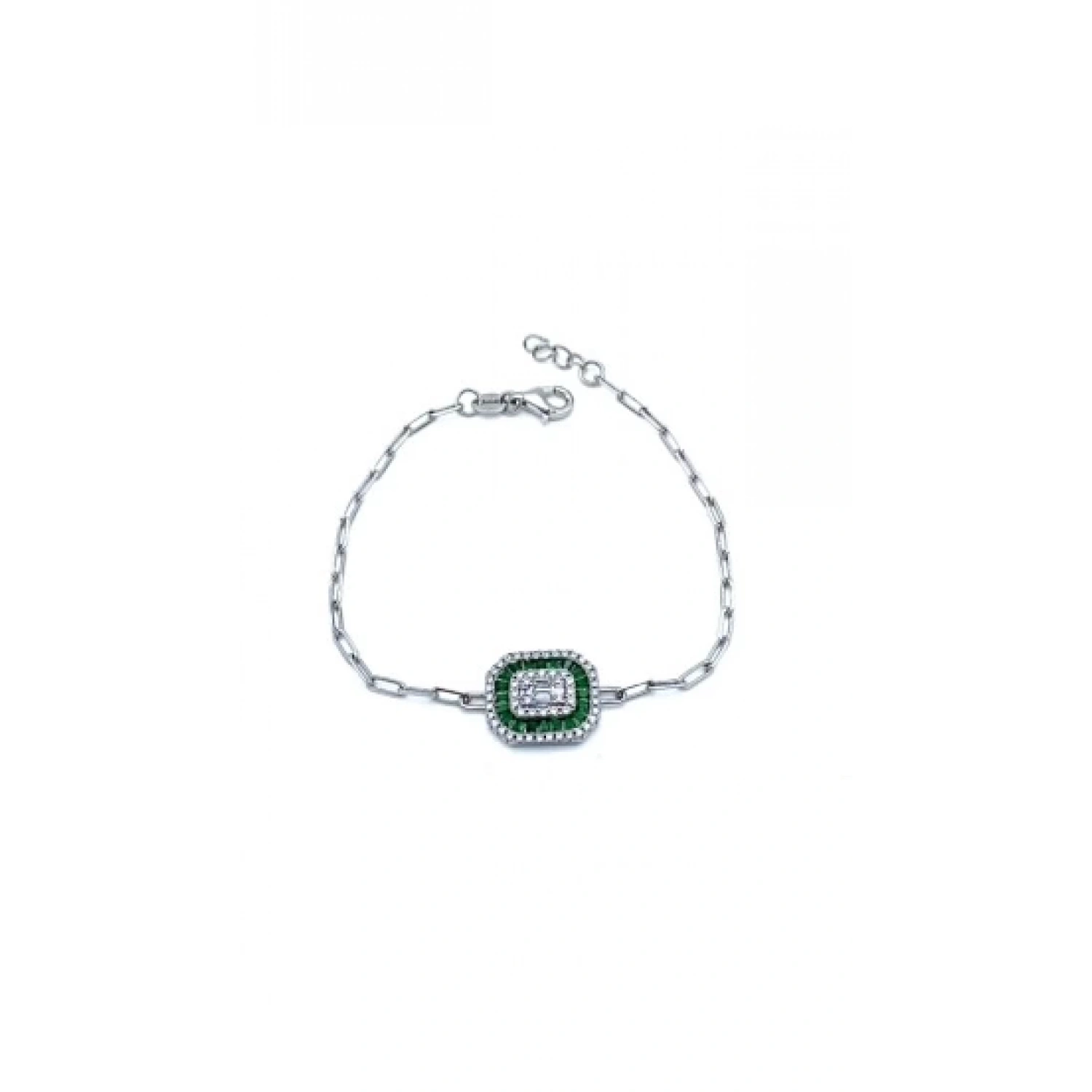 Yeşil Inv Bagetli Ataç Zincir Bileklik