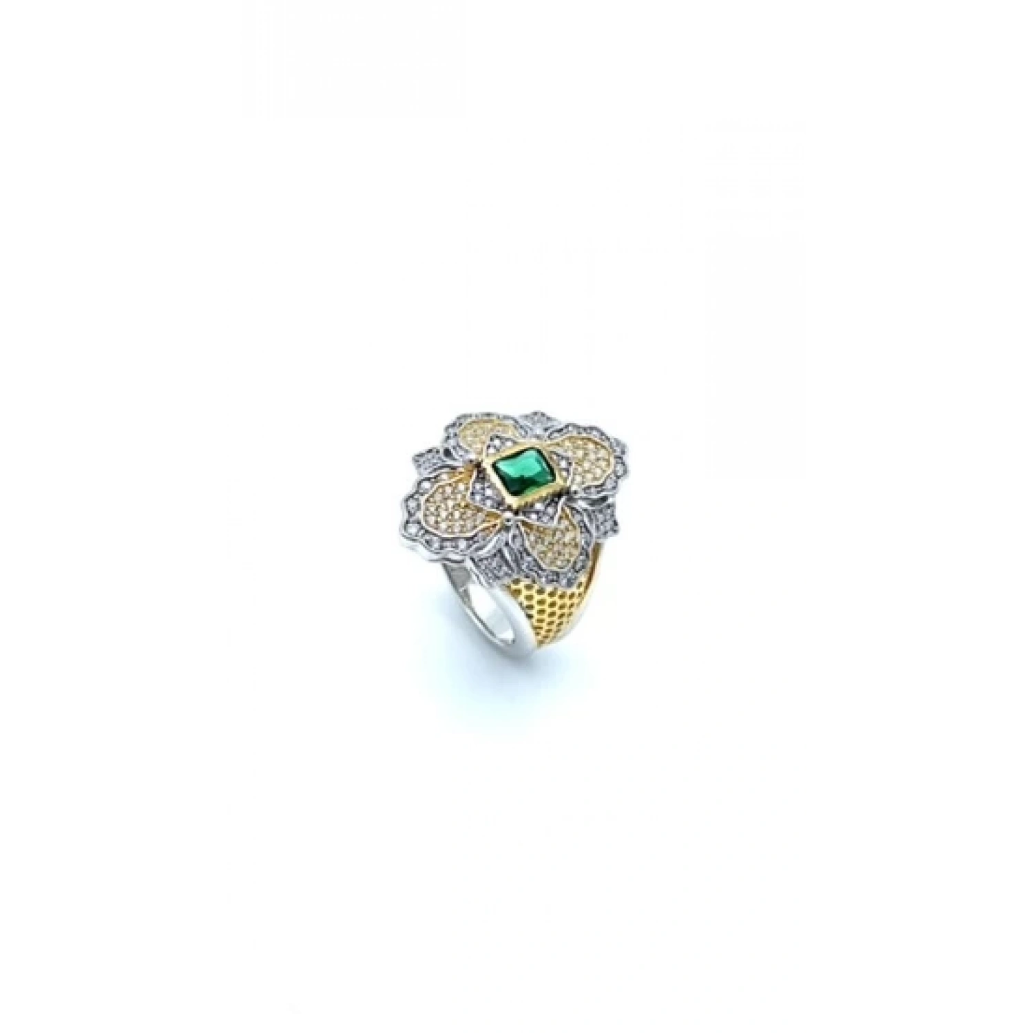 Yeşil Taşlı Yonca Buck Yüzük