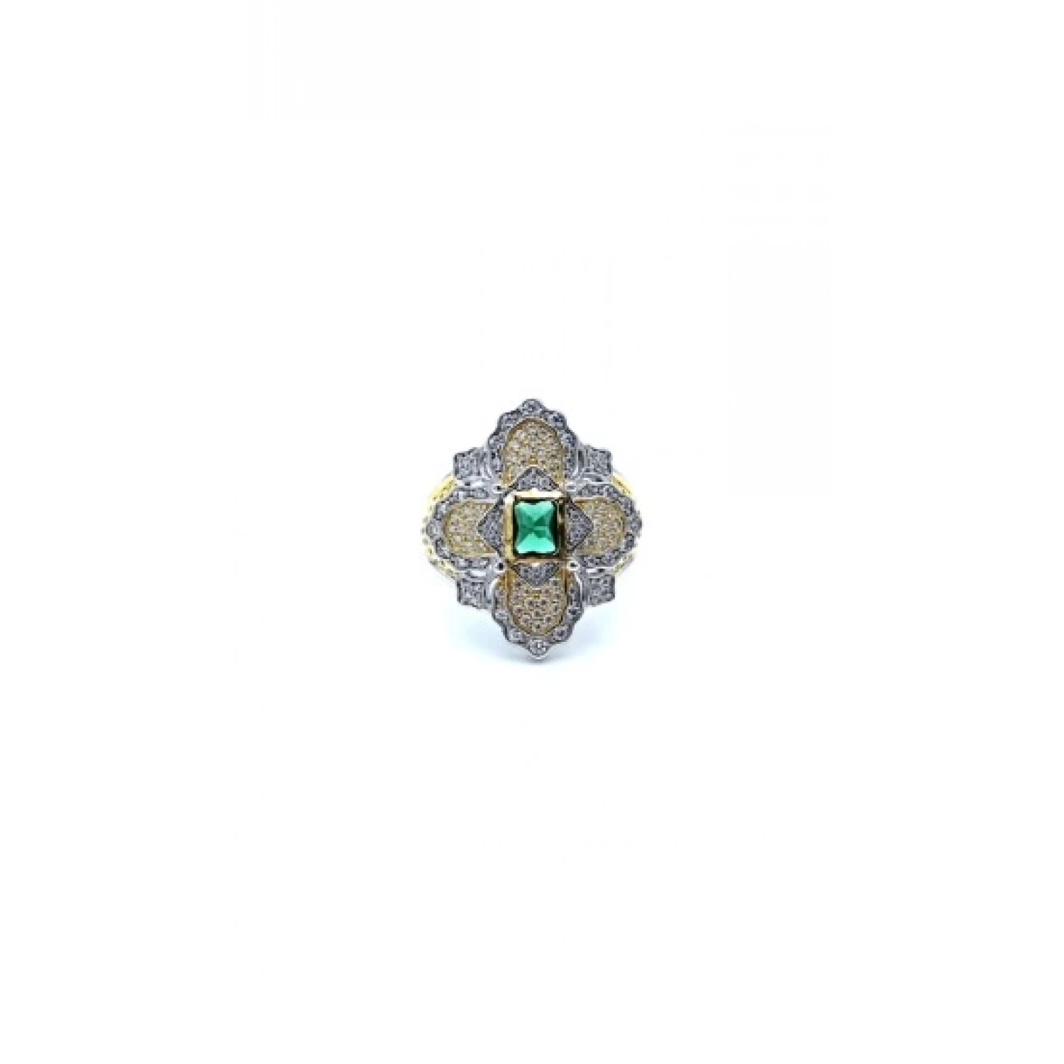 Yeşil Taşlı Yonca Buck Yüzük