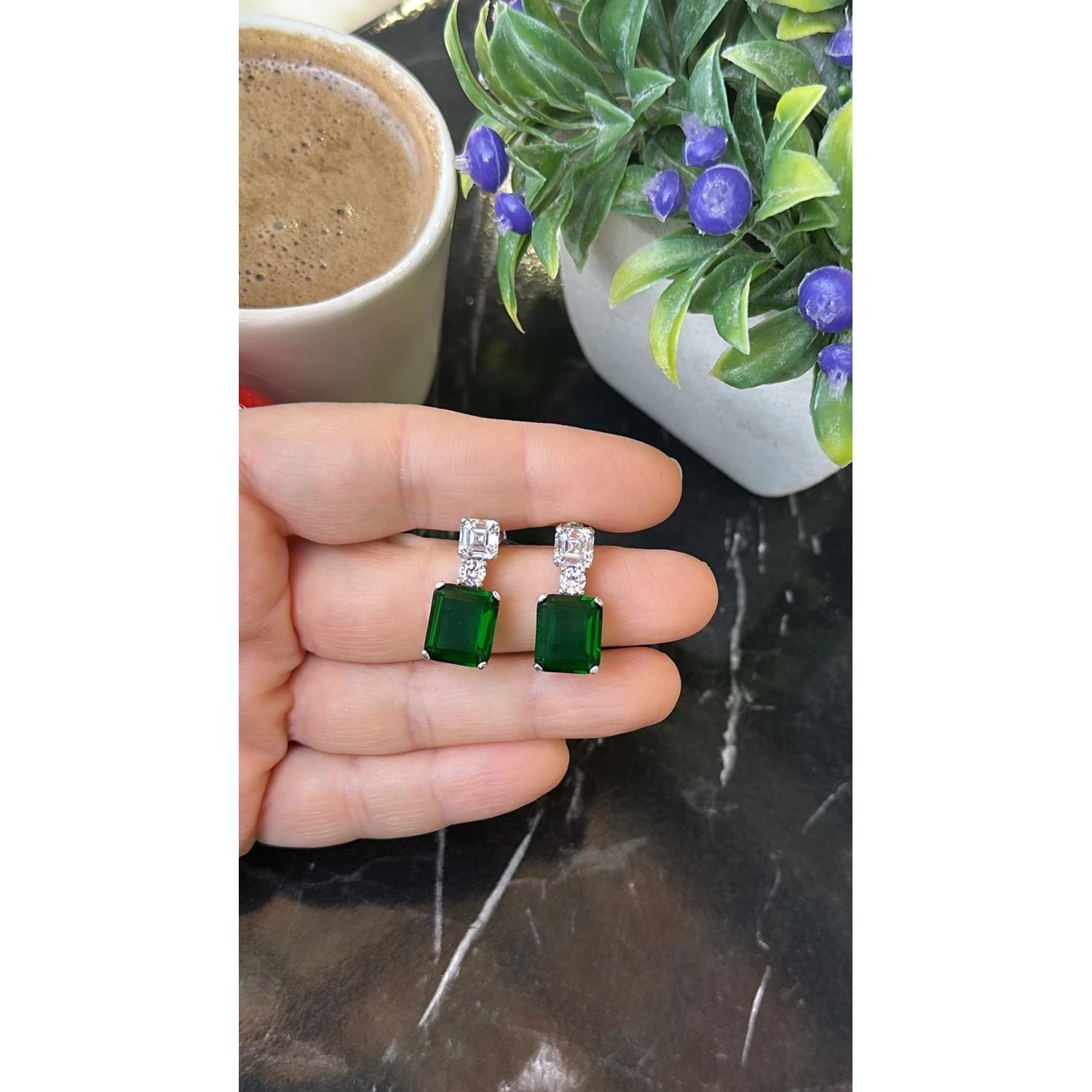 Zümrüt Duo Prenses Küpe