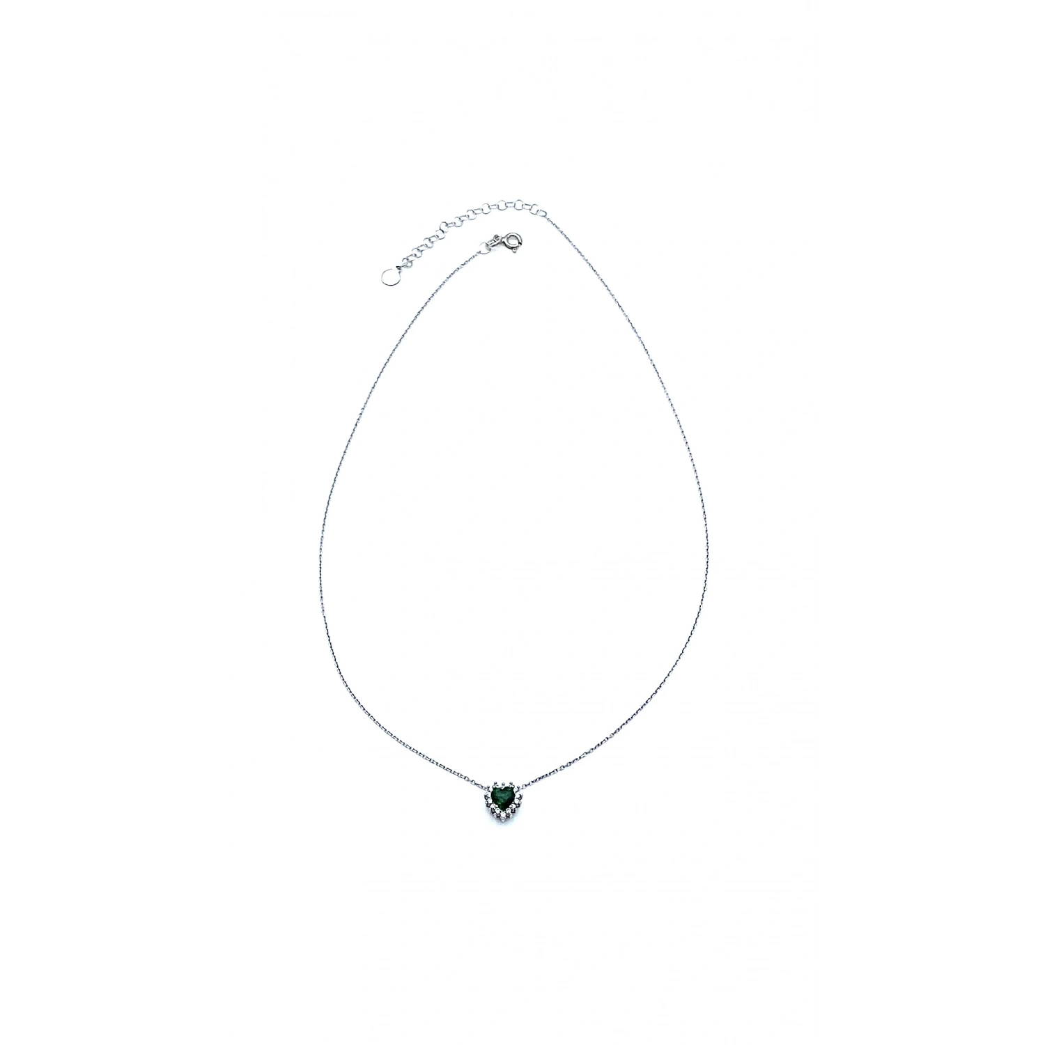 Zümrüt Kalp Pırlanta Montür Kolye Küpe Set