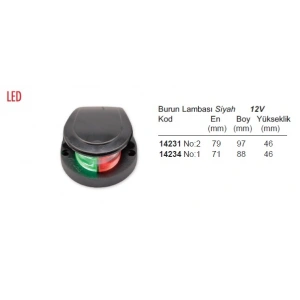 Burun Lambası Siyah LED 12V Boy:97 mm