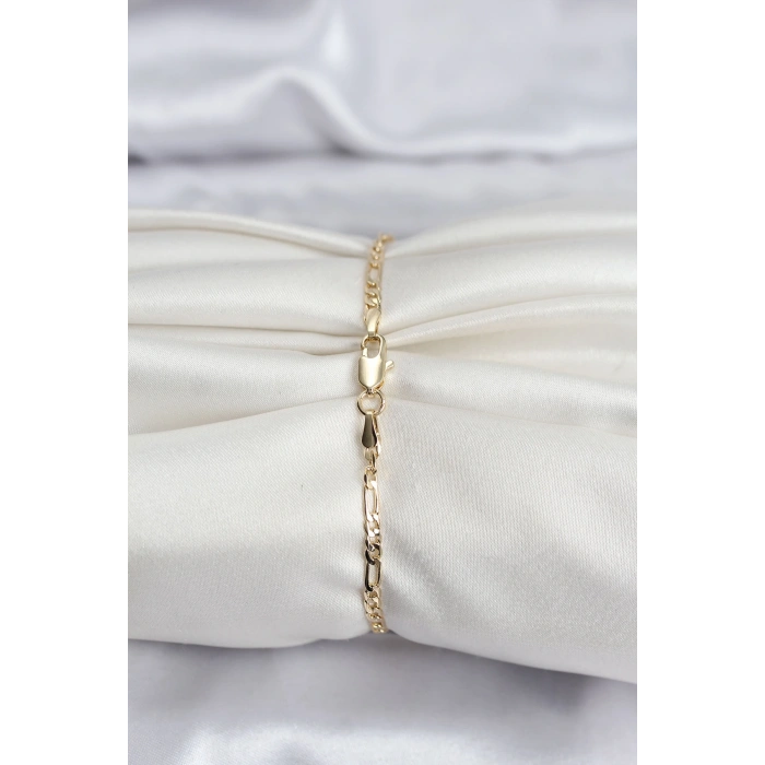 14K Gold Renk Kaplama Minimal Zincir Model CM Kadın Bileklik