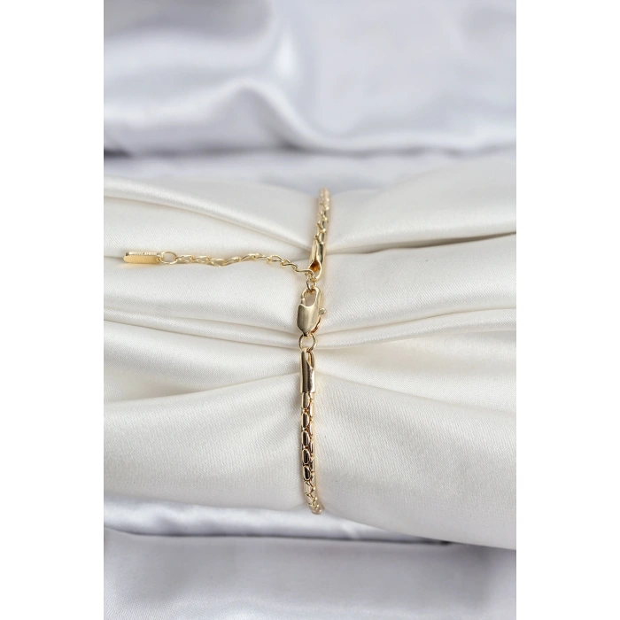 14K Gold Renk Kaplama Zincirli Model CM Kadın Bileklik