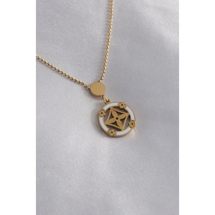 316L Çelik Gold Renk Çiçek Figür Kadın Kolye