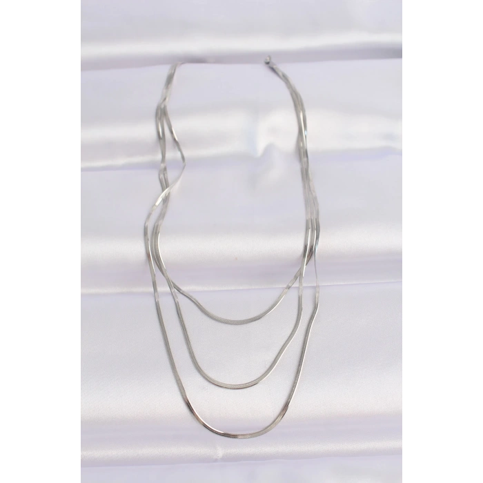 316L Çelik Gümüş Renk İtalyan Zincir Çoklu Kolye