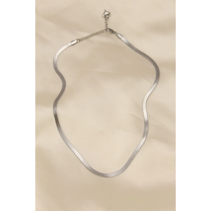 316L Çelik Silver Renk 45 cm İtalyan Zincir Model Kadın Kolye