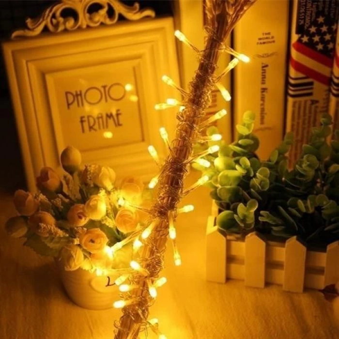 Adshome® 10 Metre 100 Ledli 8 Fonksiyonlu Dekoratif Lambader Sarı Lamba
