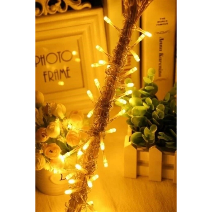 Adshome® 10 Metre 100 Ledli 8 Fonksiyonlu Dekoratif Lambader Sarı Lamba