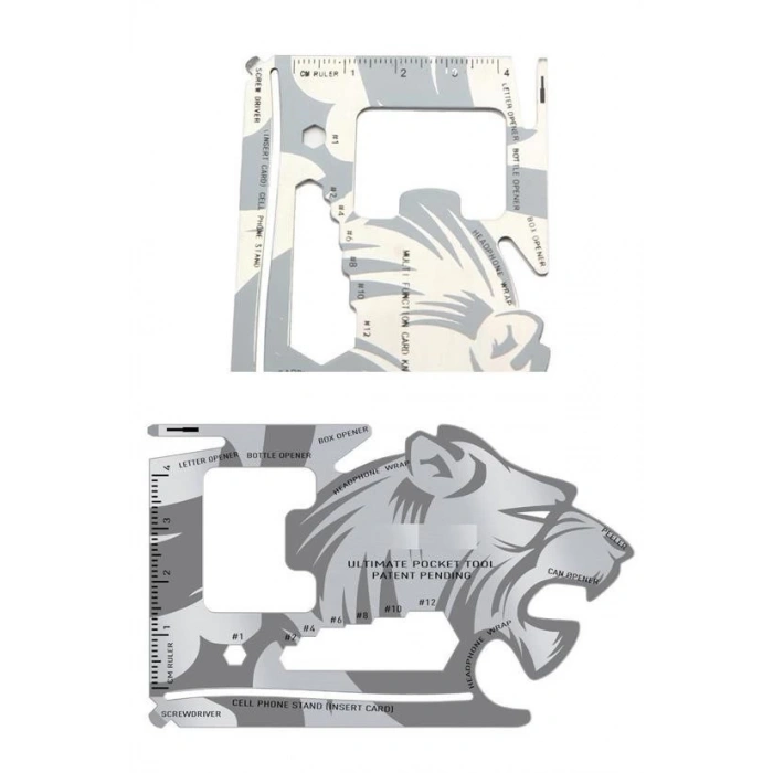 Adshome® 18 Fonksiyonlu Cüzdan İçi Aslan Tasarımlı Kart Acil Durum Kiti