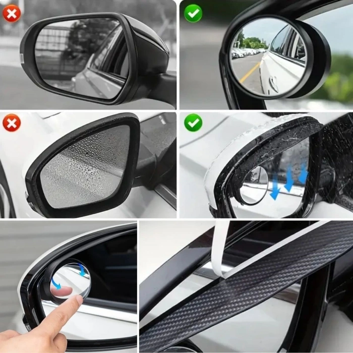 Adshome® 2 Adet Kendinden Aynalı Karbon Fiber Görünümlü Araba Yan Ayna Yağmur Koruyucuları Yağmur & Kar Kalkanı Visörler