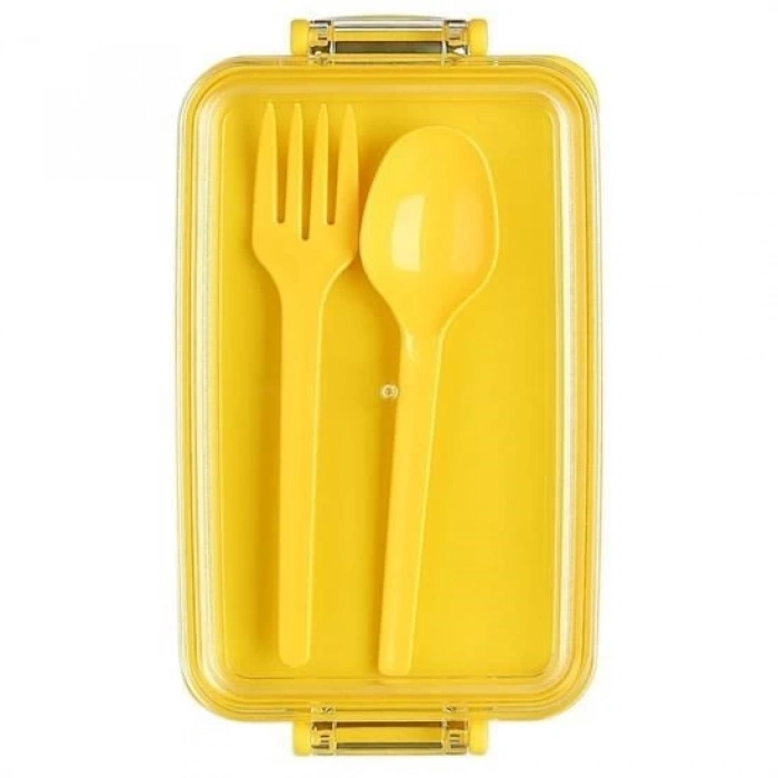 Adshome® 2 Bölmeli Çok Amaçlı 900 ml Kapasiteli Çatal Kaşıklı Dayanıklı Beslenme Kabı Yiyecek Kutusu