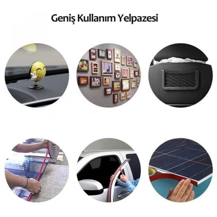 Adshome® 2 Metre Güçlü Yapışkanlı Çift Taraflı Slikon Pratik Şeffaf Bant