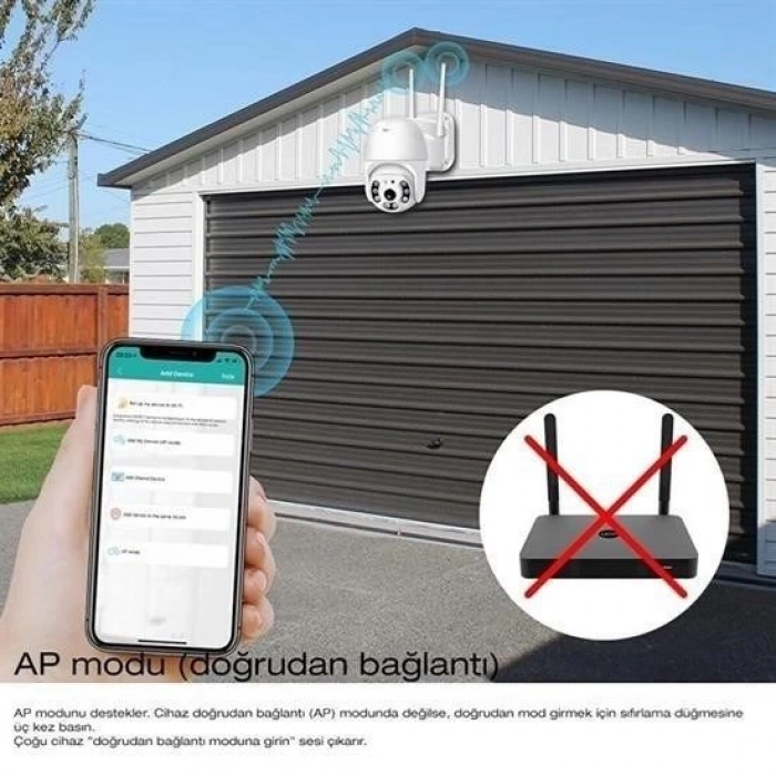 Adshome® 20 MP HD Lens İç Dış Mekan Suya Danıklı IP Wifi Network Güvenlik Kamerası Wifi Kamera