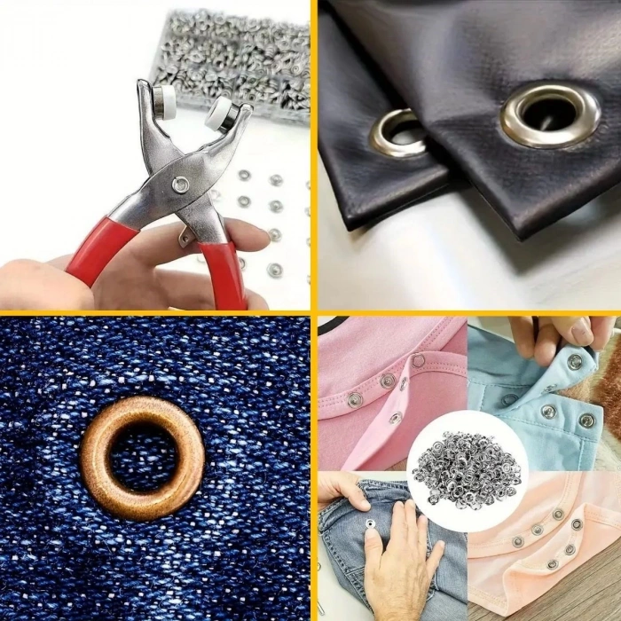 Adshome® 200 adet Paslanmaz Çelik Çıtçıt ve Pense Seti Metal Çıt Çıt Makinesi