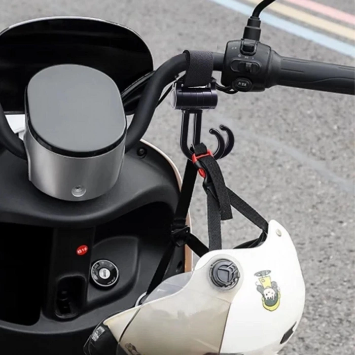 Adshome® 2li Bebek Arabasına Uyumlu Cırtlı  Eşya Taşıma Aparatı 360 Derece Dönebilen Plastik Kanca