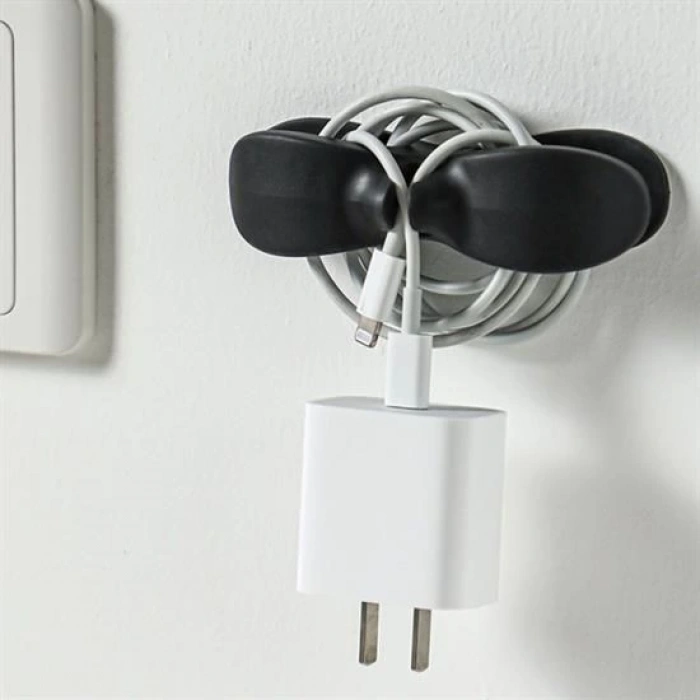 Adshome® 2li Kablo Tutucu Silikon Kordon Sarıcı Kablo Yönetici Klips