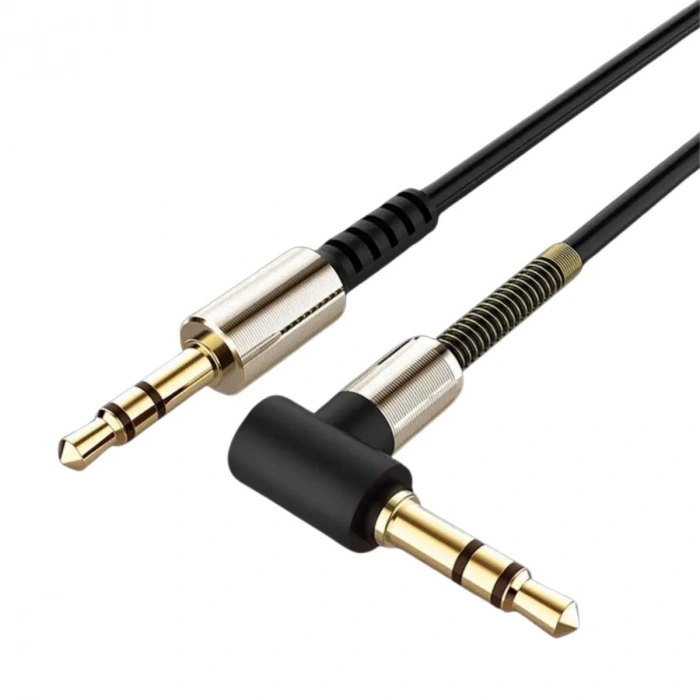 Adshome®  3.5mm AUX Kablosu Jak Erkek Erkek L Tipi 1 Metre Ses Aktarım Kablosu