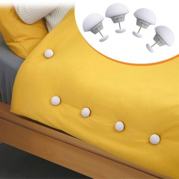 Adshome® 4 Adet Mantar Model Yorgan Kılıfı Ve Çarşaf Tutucu Sabitleyici