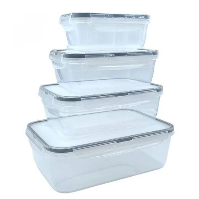 Adshome® 4lü İç İçe Sızdırmaz Contalı Kilitli Kapaklı Plastik Erzak Saklama Kapları LC315