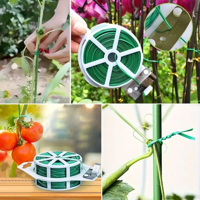 Adshome® 50 Metre Kendiliğinden Kesici Bıçaklı Bitki Saksı Kablo Sabitleme Teli