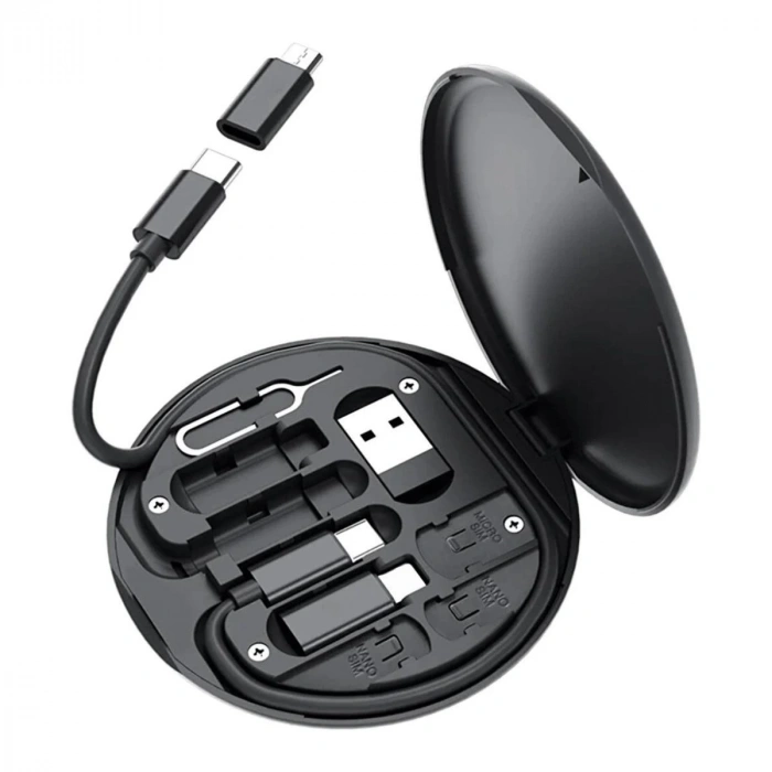 Adshome® 60w Destekli Kablo Kutusu Seyahat Kablo Seti 5i 1 arada USB Type-C Şarj Kablosu Seti