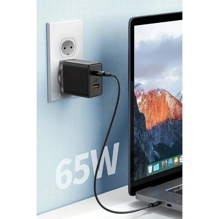 Adshome® 65W Hızlı Şarj Edebilen TYPE C uçlu Şarj Aleti