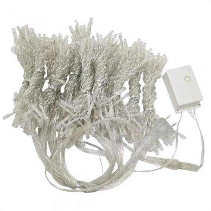 Adshome® 8 Fonksiyonlu 200 Led 10 Saçak Şerit Led 2x2 Perde İp Led  (Gün Işığı)