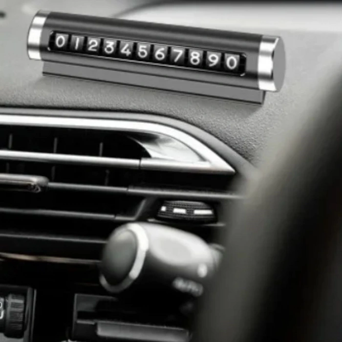 Adshome® Alüminyum Kasa Siyah Renk Çevirmeli Araç Içi Telefon Numaratörü Park Oto Numaratörü