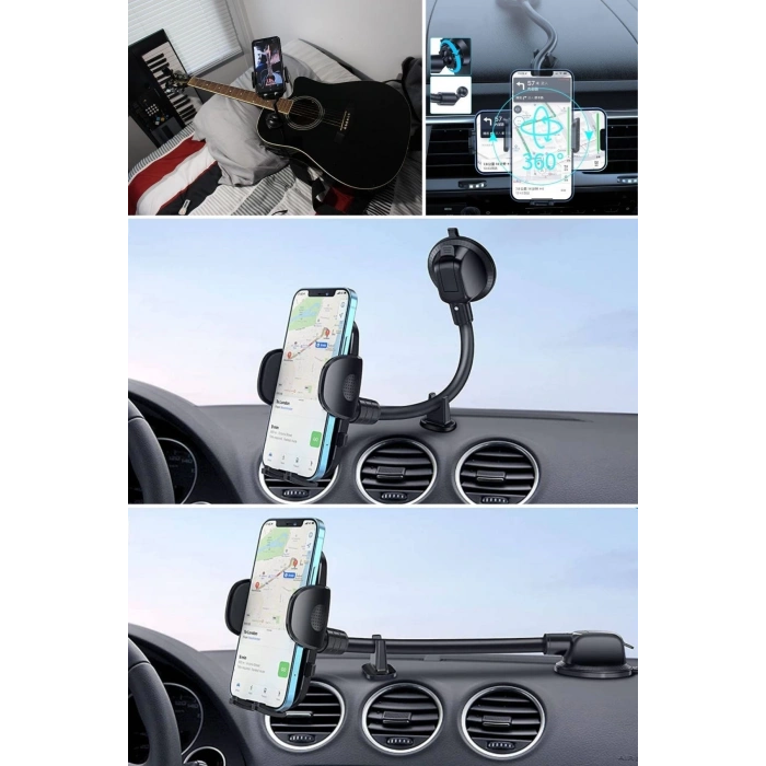 Adshome® Ayarlanabilir Vakum Kilitli Cam Ve Torpidoya Takılabilen Telefon Tutucu