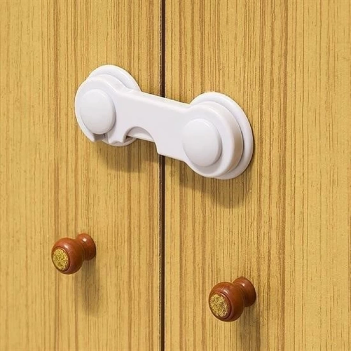 Adshome® Bebek Çocuk Güvenliği Çekmece ve Dolap İçin Kendiliğinde Yapışkanlı Vidasız Kapak Kilidi
