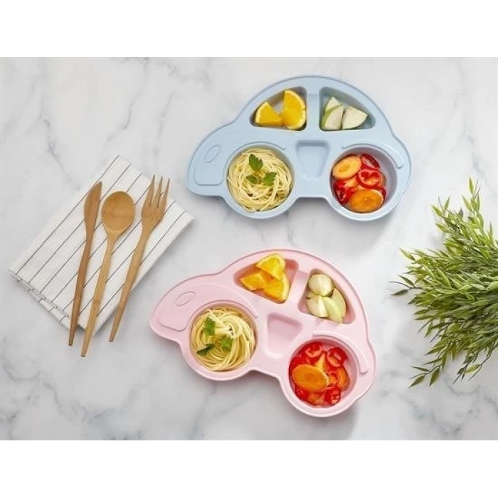 Adshome® Bebekler İçin Araba Şeklinde Sevimli Mama Tabağı Çocuk Tabldot