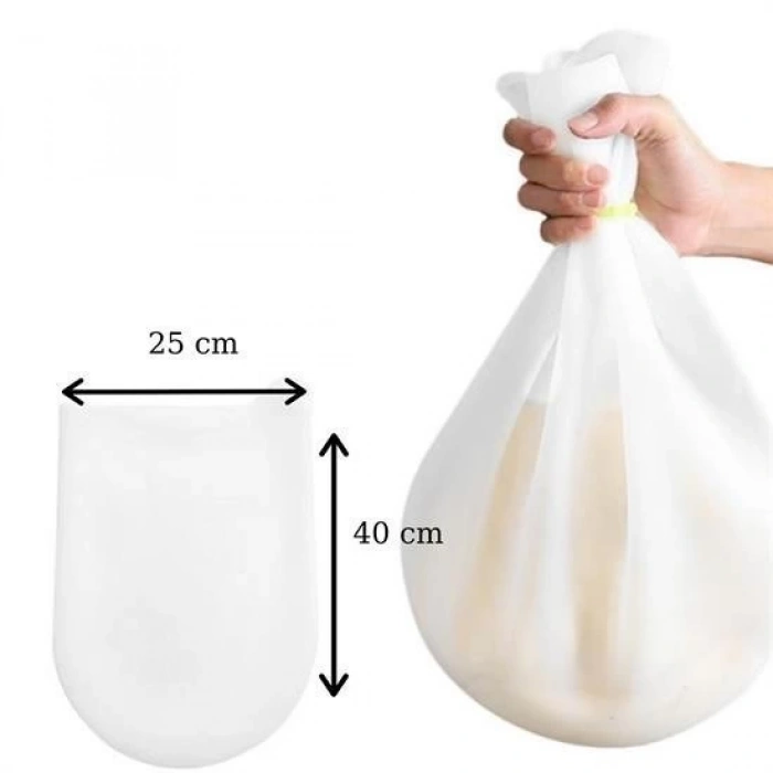 Adshome® Büyük  Hamur Torbası  Silikon Şeffaf Hamur Yoğurma Torbası Ekmek Makarna Mantı  Hamuru Kolay