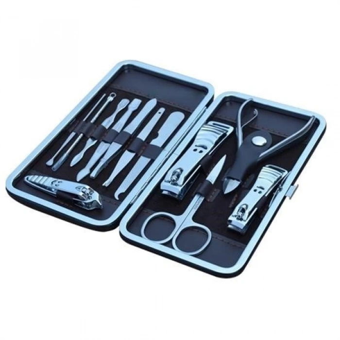 Adshome® Çantalı Manikür Pensi Profesyonel ve Manikür Pedikür Seti 13 Parça Tırnak Eti İtici Ve Cımbı