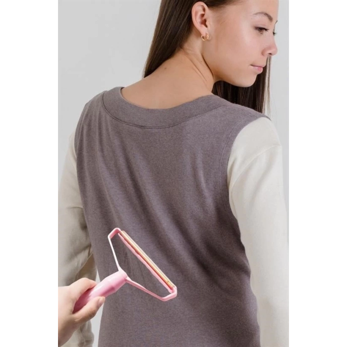 Adshome® Çift Taraflı Elbise Kazak Plastik Kumaş Tüy Alma ve Tiftik Temizleyici Toplayıcı Taşınabilir