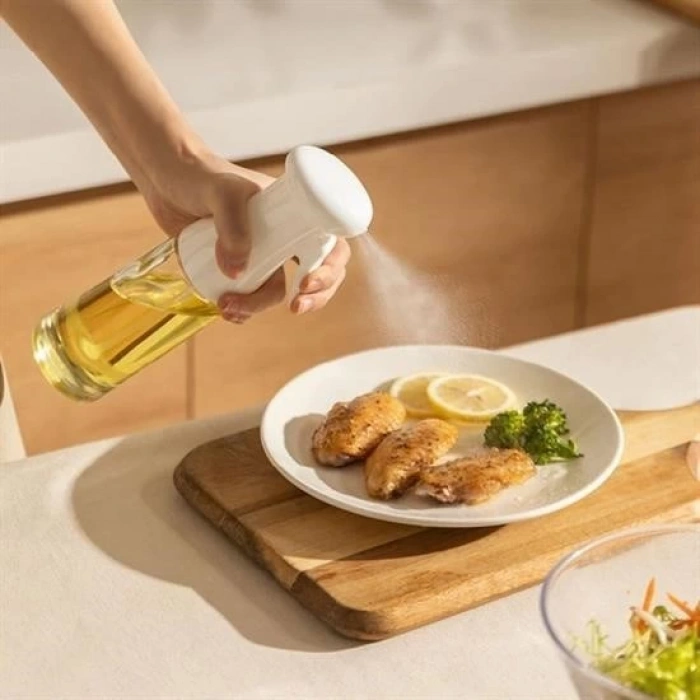 Adshome®  Çok Amaçlı Cam Şişe Püskürtmeli Dağıtıcı Yağdanlık Limonluk Sirke Sosluk Spreyi Beyaz