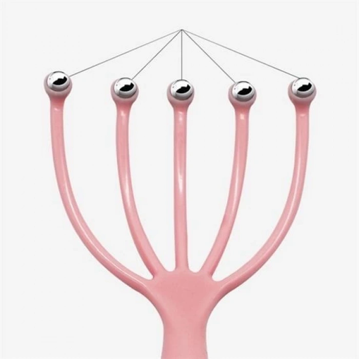 Adshome® Çok Fonksiyonlu 5 Uçlu Bilyeli Baş Boyun Bacak Kol Masaj Alet Rahatlatıcı Kafa Masaj Aparatı