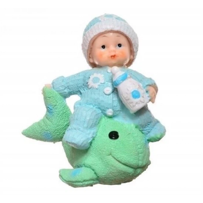 Adshome® Decotown Hediyelik Sevimli Mavi Bebek Biblo Polyester Süs Eşyası