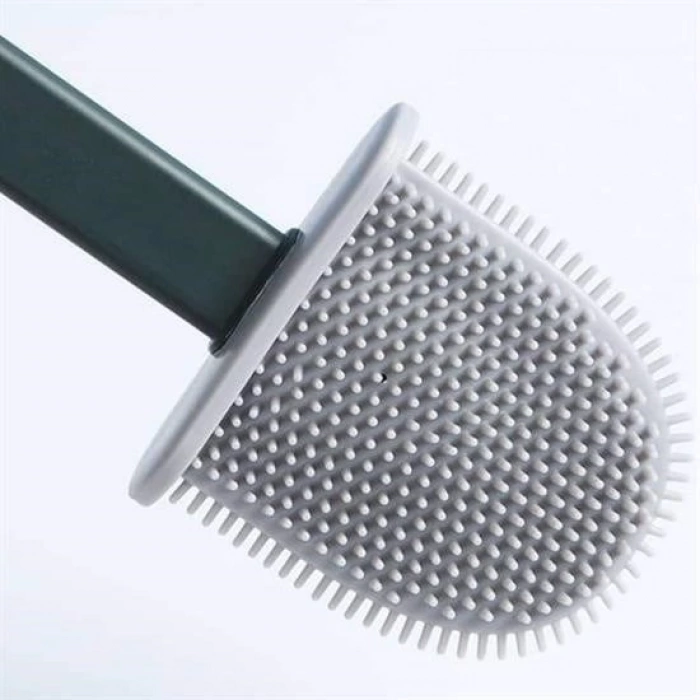 Adshome® Duvara Monte Edilebilir Kapaklı Askılı Klozet Yumuşak Silikon Başlıklı Tuvalet Fırçası Seti