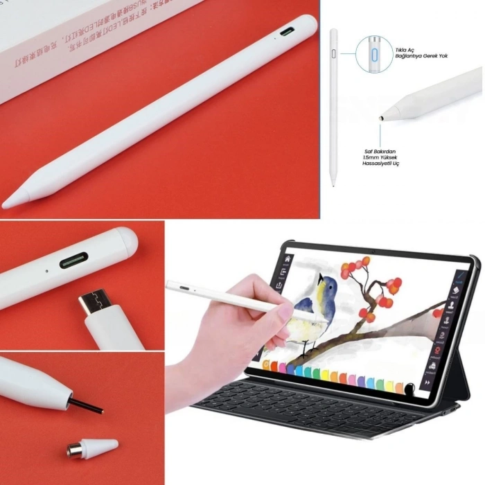 Adshome® Evrensel Tablet ve Dokunmatik Telefonlarla Uyumlu Hassas Çizim ve Tasarım Kalemi